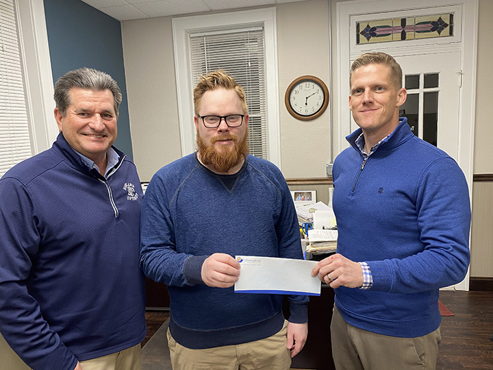 Pictured (l. to r.) are  Kevin Heman, Foundation Executive Director, Jacob Rose, Knights of Columbus Deputy Grand Knight and Pro-Life Project Chairman, and Ryan Goodwin, Foundation President.